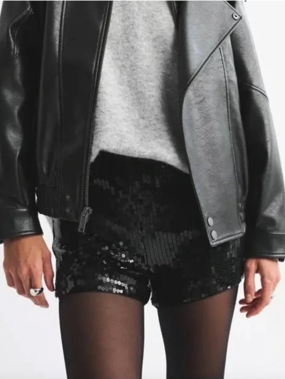 Black Sequin Mini Shorts Women's Size 34 NWOT Party Holiday Sparkle